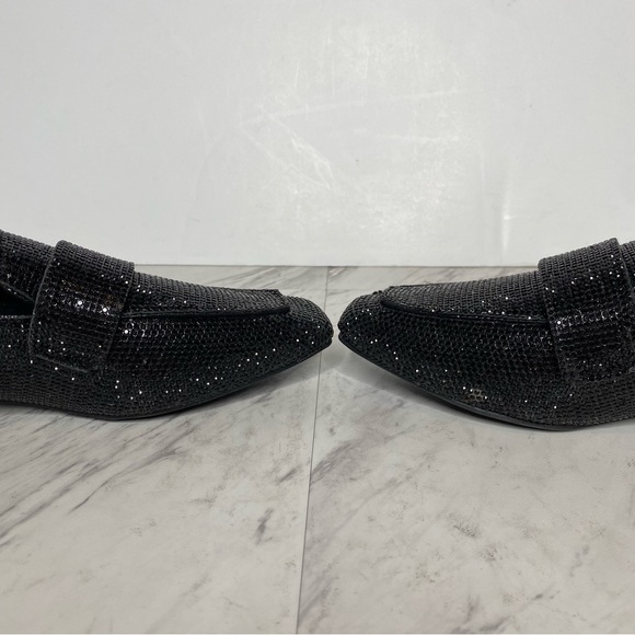 Steve Madden Riski Black Rhinestone Square Toe Loafer 6 1/2 M - Picture 6 of 15
